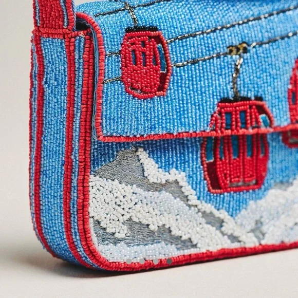 Anthropologie Fiona Beaded Bag Winter Edition— Ski Lift - Picture 3 of 7